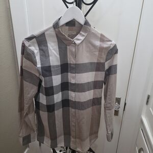 Burberry Checkered Shirt in Gray and Cream